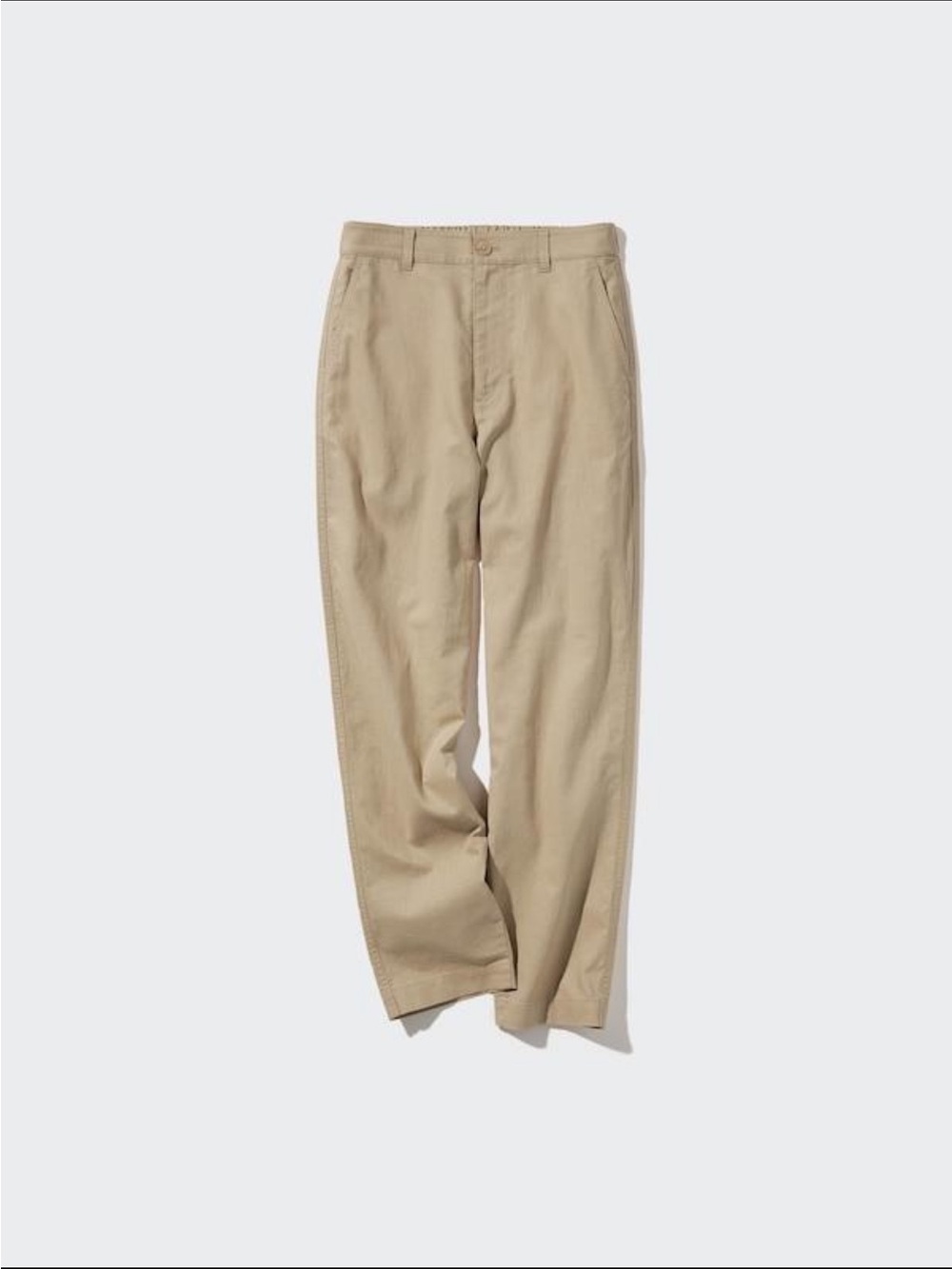 UNIQLO Linen Cotton Tapered Pants Beige Khaki Elastic Waist Size L